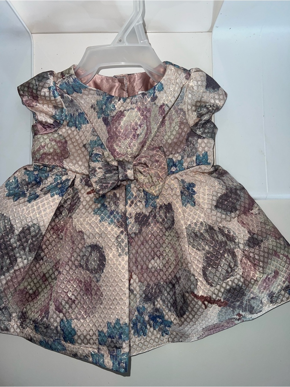 The Children's Place Metallic Floral Bow Dress in Blush, Teal, Plum
